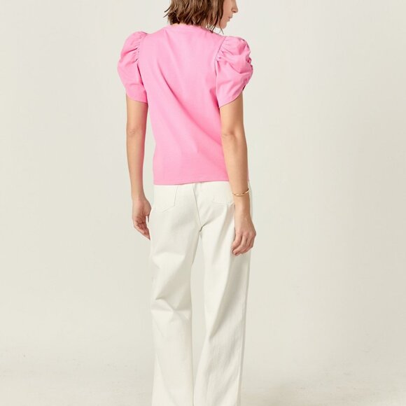 NWT English Factory Ruched Sleeve Tee - Picture 4 of 4